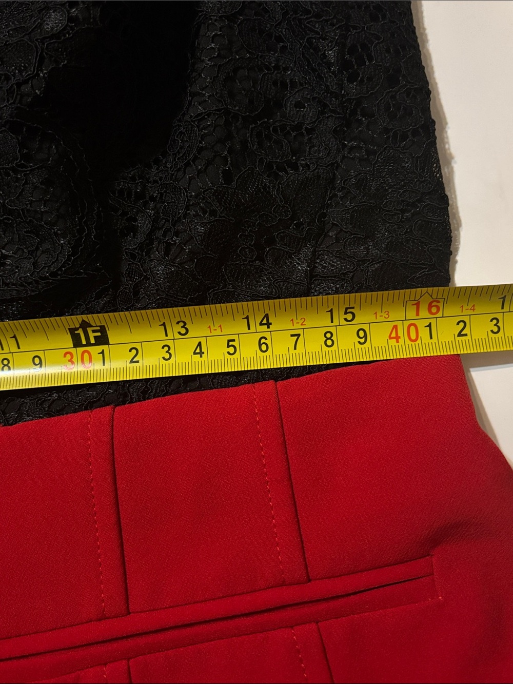 New York & Company Black Lace-Top Vest with Red Hem Detail - Picture 10 of 11